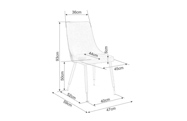 Scaun tapitat cu stofa, cu picioare metalice Pirro B Matt Velvet Negru, l47xA59xH93 cm (1)