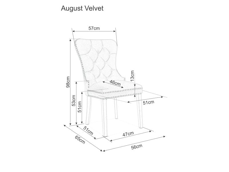 Signal Scaun tapitat cu stofa si picioare din lemn, Aubrey Velvet Bleumarin / Negru, l56xA65xH98 cm