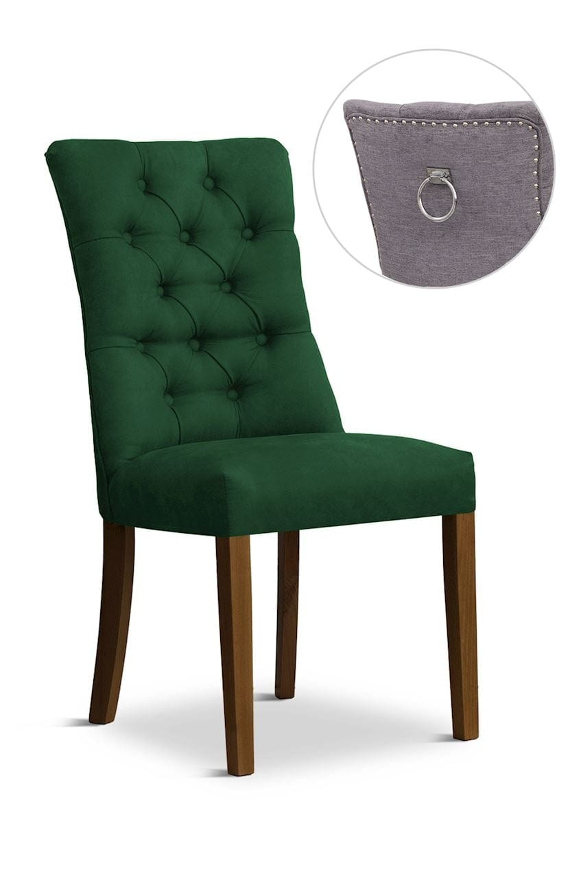 Atreve Scaun tapitat cu stofa si picioare din lemn, Lord II Velvet Verde / Nuc, l51xA62xH100 cm