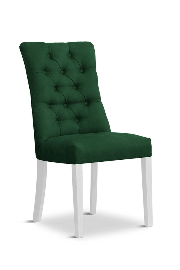 Atreve Scaun tapitat cu stofa si picioare din lemn, Lord Velvet Verde / Alb, l51xA62xH100 cm