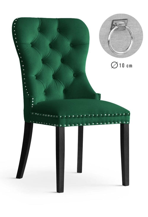 Atreve Scaun tapitat cu stofa si picioare din lemn, Madame II Velvet Verde / Negru, l56xA62xH98 cm