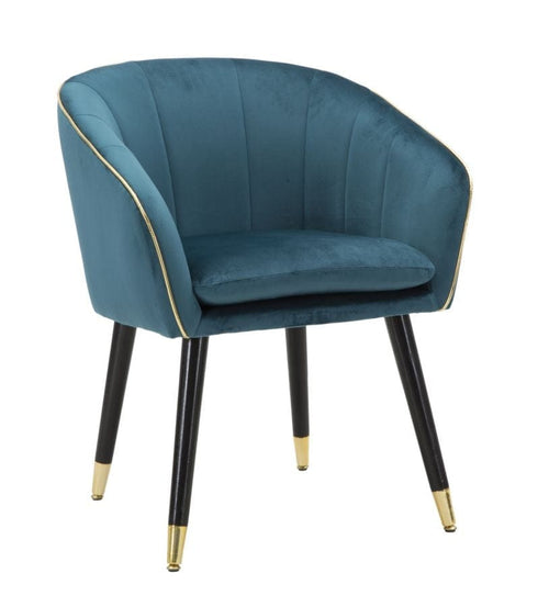 Mauro Ferretti Scaun tapitat cu stofa si picioare din lemn, Paris Velvet Teal / Negru / Auriu, l62xA58xH78 cm