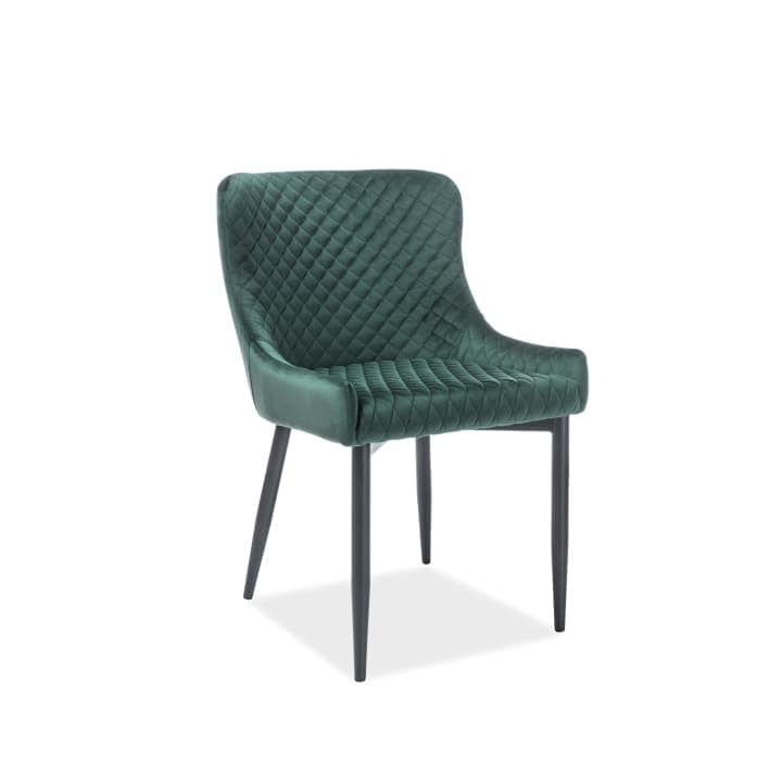 Scaun tapitat cu stofa si picioare metalice Colide B Velvet Verde Inchis / Negru, l52xA61xH82 cm