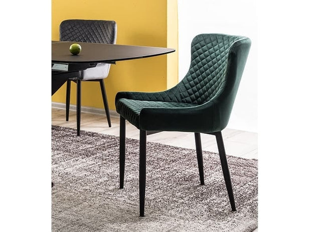 Scaun tapitat cu stofa si picioare metalice Colide B Velvet Verde Inchis / Negru, l52xA61xH82 cm (1)