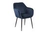 Scaun tapitat cu stofa si picioare metalice Emilia Velvet Bleumarin / Negru, l57xA61xH83 cm