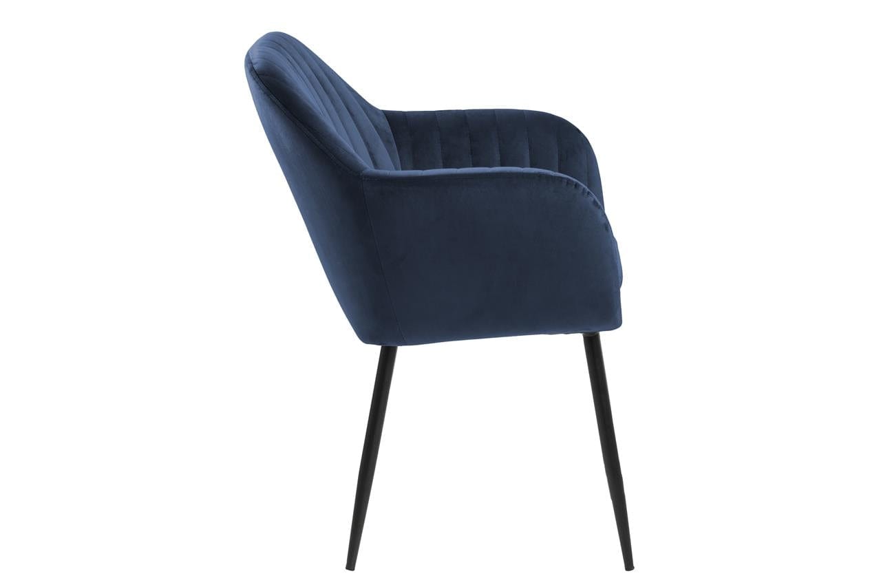 Scaun tapitat cu stofa si picioare metalice Emilia Velvet Bleumarin / Negru, l57xA61xH83 cm (4)