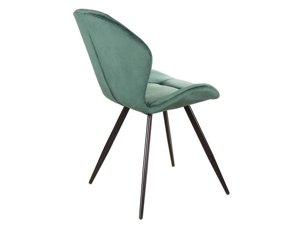 Scaun tapitat cu stofa si picioare metalice, Genos Velvet Verde Inchis / Negru, l51xA41xH85 cm (3)