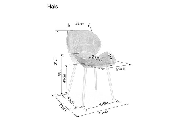 Signal Scaun tapitat cu stofa si picioare metalice, Haley Velvet Bleumarin / Negru, l51xA56xH81 cm