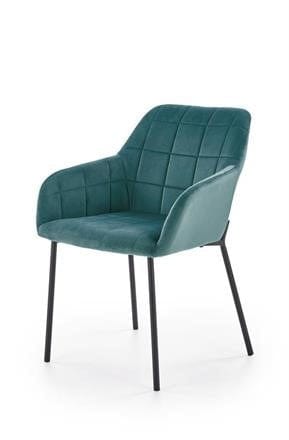 Halmar Scaun tapitat cu stofa si picioare metalice, Kai-305 Velvet Verde Inchis / Negru, l58xA57xH80 cm