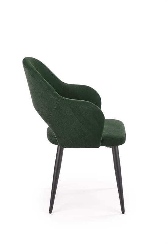 Halmar Scaun tapitat cu stofa si picioare metalice, Kai-364 Velvet Verde inchis / Negru, l55xA55xH88 cm