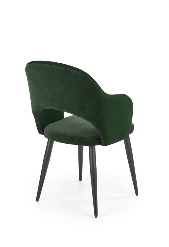 Halmar Scaun tapitat cu stofa si picioare metalice, Kai-364 Velvet Verde inchis / Negru, l55xA55xH88 cm