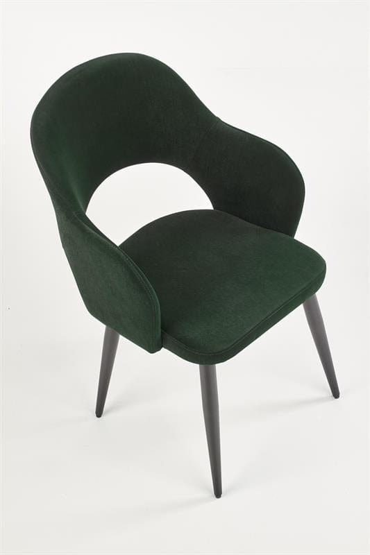 Halmar Scaun tapitat cu stofa si picioare metalice, Kai-364 Velvet Verde inchis / Negru, l55xA55xH88 cm