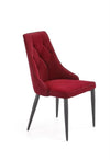 Halmar Scaun tapitat cu stofa si picioare metalice, Kai-365 Velvet Bordeaux / Negru, l52xA57xH90 cm