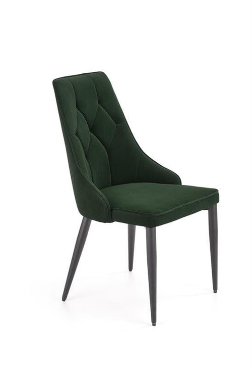 Halmar Scaun tapitat cu stofa si picioare metalice, Kai-365 Velvet Verde Inchis / Negru, l52xA57xH90 cm