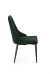 Scaun tapitat cu stofa si picioare metalice, Kai-365 Velvet Verde Inchis / Negru, l52xA57xH90 cm (2)