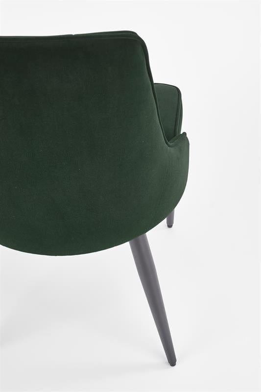 Scaun tapitat cu stofa si picioare metalice, Kai-365 Velvet Verde Inchis / Negru, l52xA57xH90 cm (8)