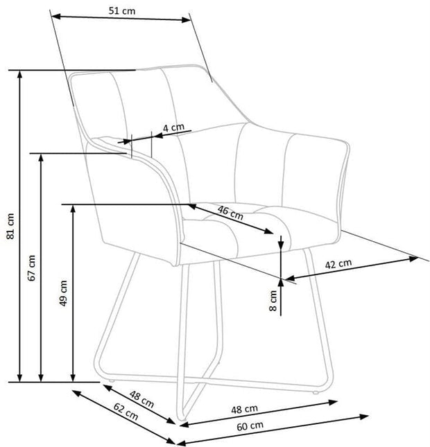 Scaun tapitat cu stofa si picioare metalice, Kai-377 Velvet Bej Deschis / Negru, l60xA62xH81 cm (11)