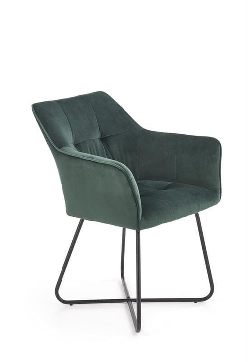 Halmar Scaun tapitat cu stofa si picioare metalice, Kai-377 Velvet Verde Inchis / Negru, l60xA62xH81 cm