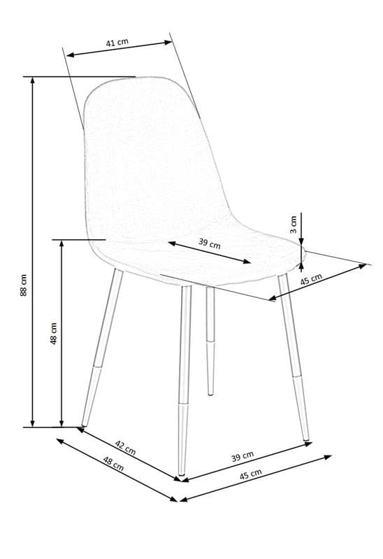 Halmar Scaun tapitat cu stofa si picioare metalice, Kai-379 Velvet Gri / Negru / Auriu, l45xA48xH88 cm