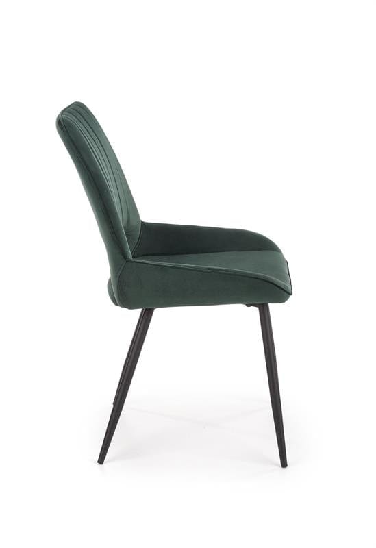 Scaun tapitat cu stofa si picioare metalice, Kai-404 Velvet Verde Inchis / Negru, l52xA58xH88 cm (4)