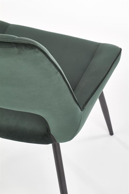 Scaun tapitat cu stofa si picioare metalice, Kai-404 Velvet Verde Inchis / Negru, l52xA58xH88 cm (8)