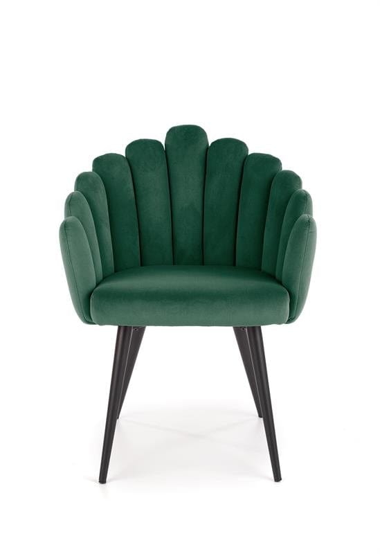 Halmar Scaun tapitat cu stofa si picioare metalice, Kai-410 Velvet Verde Inchis / Negru, l62xA62xH85 cm