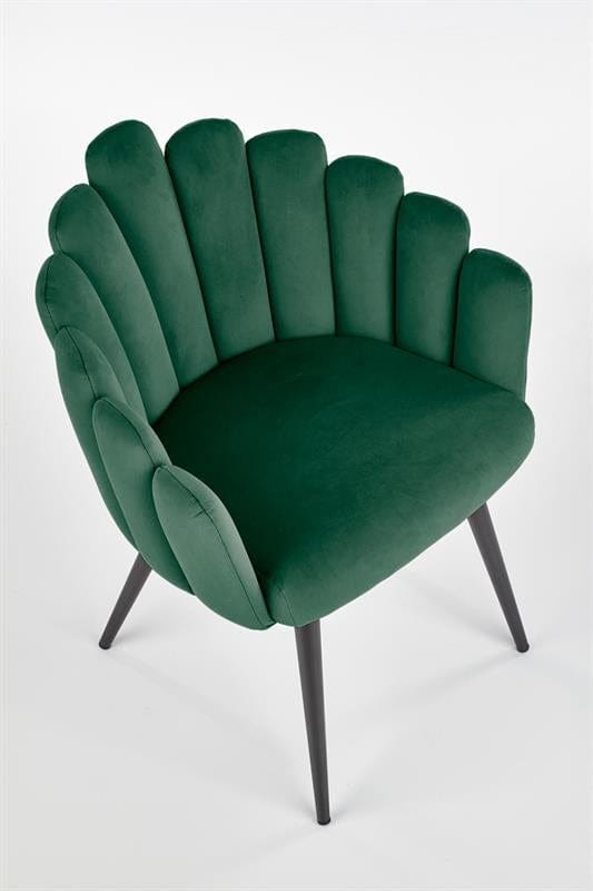 Halmar Scaun tapitat cu stofa si picioare metalice, Kai-410 Velvet Verde Inchis / Negru, l62xA62xH85 cm