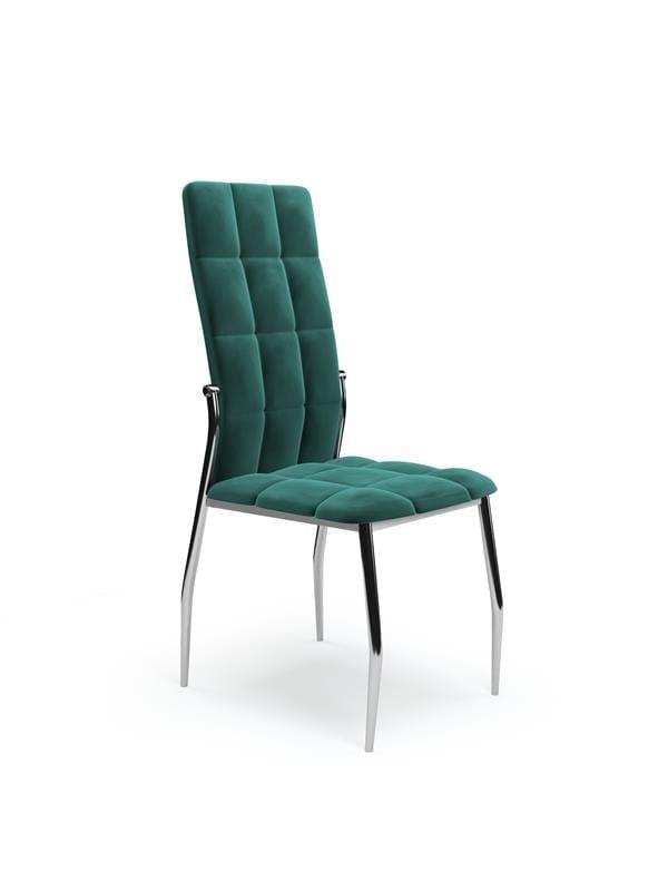 Scaun tapitat cu stofa si picioare metalice, Kai-416 Velvet Verde Inchis / Crom, l43xA54xH101 cm