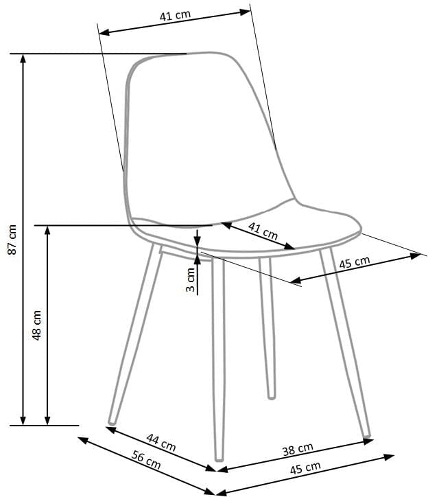 Scaun tapitat cu stofa si picioare metalice, Kai-417 Velvet Gri / Negru, l45xA56xH87 cm (2)