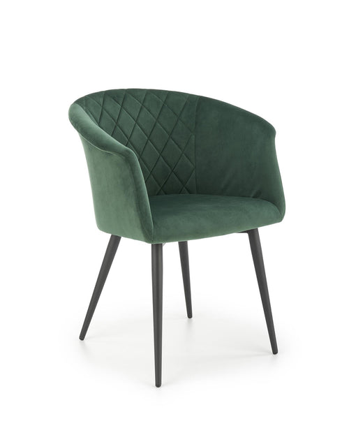 Halmar Scaun tapitat cu stofa si picioare metalice, Kai-421 Velvet Verde Inchis / Negru, l62xA53xH78 cm