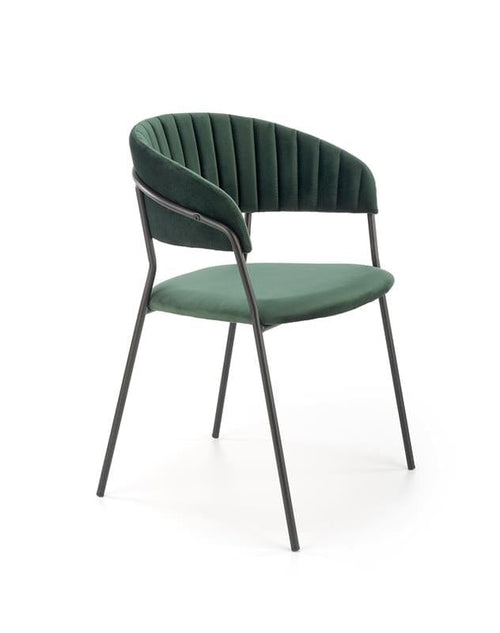 Halmar Scaun tapitat cu stofa si picioare metalice, Kai-426 Velvet Verde inchis / Negru, l57xA54xH79 cm