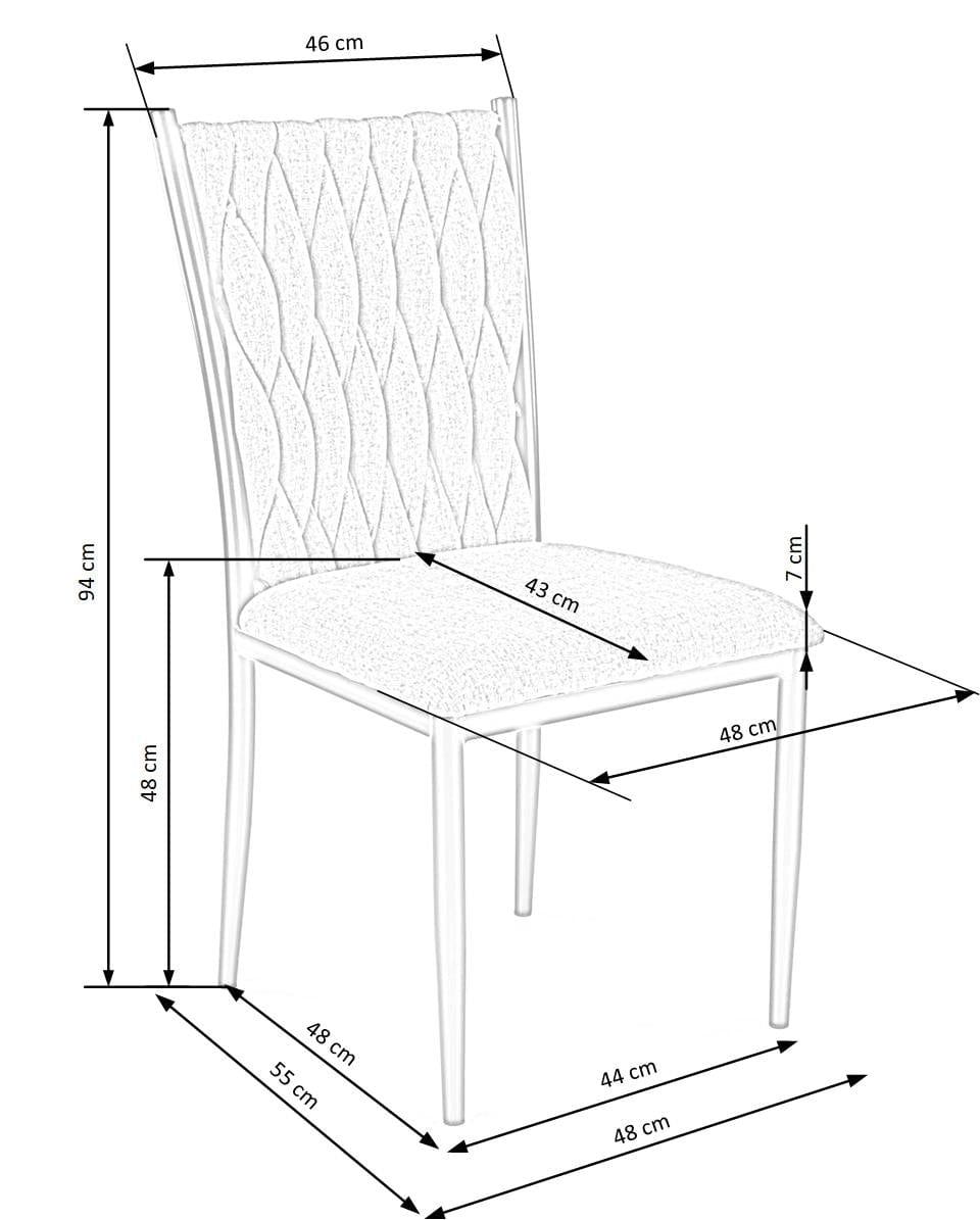 Halmar Scaun tapitat cu stofa si picioare metalice, Kai-435 Gri / Negru, l48xA55xH94 cm