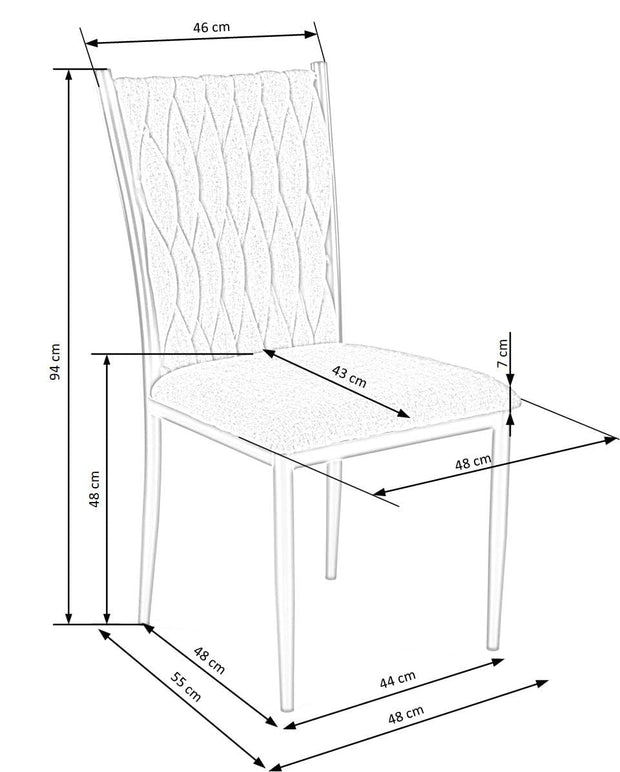 Halmar Scaun tapitat cu stofa si picioare metalice, Kai-435 Gri / Negru, l48xA55xH94 cm