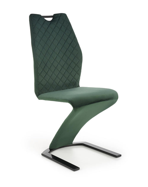 Halmar Scaun tapitat cu stofa si picioare metalice, Kai-442 Velvet Verde Inchis / Negru, l46xA61xH102 cm