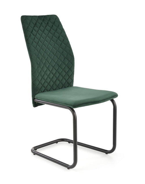 Halmar Scaun tapitat cu stofa si picioare metalice, Kai-444 Velvet Verde inchis / Negru, l44xA54xH97 cm