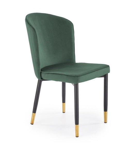 Scaun tapitat cu stofa si picioare metalice, Kai-446 Velvet Verde Inchis / Negru / Auriu, l51xA55xH86 cm