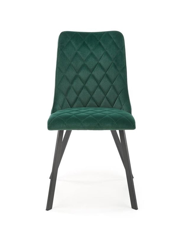 Scaun tapitat cu stofa si picioare metalice, Kai-450 Velvet Verde Inchis / Negru, l44xA58xH85 cm (2)