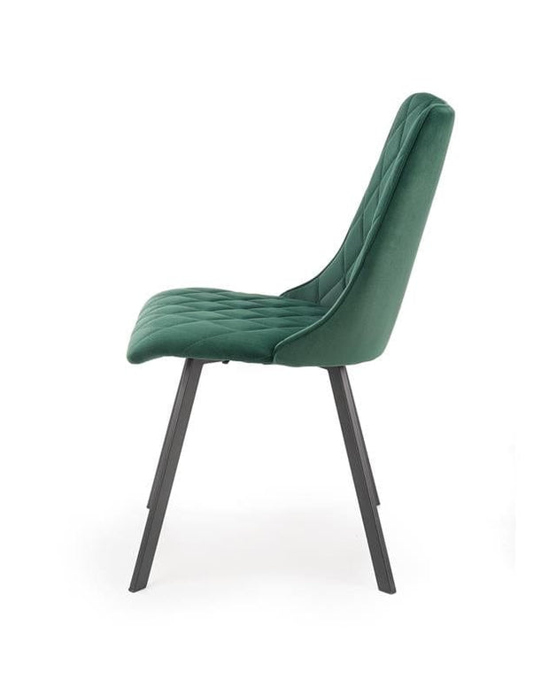 Scaun tapitat cu stofa si picioare metalice, Kai-450 Velvet Verde Inchis / Negru, l44xA58xH85 cm (4)