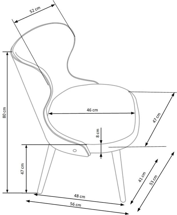 Scaun tapitat cu stofa si picioare metalice, Kai-452 Gri / Stejar / Negru, l53xA56xH80 cm (7)