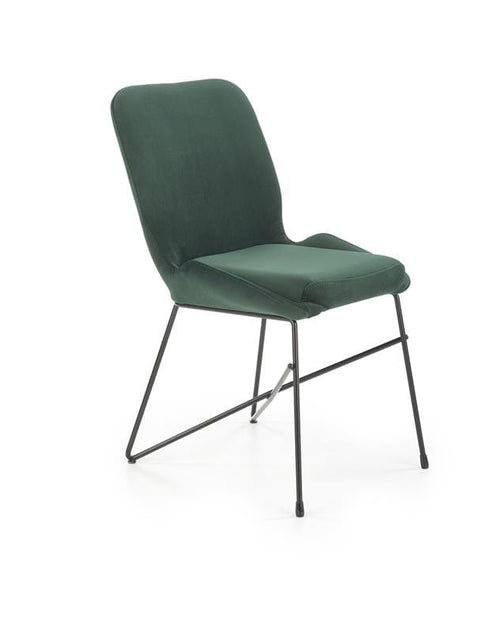 Halmar Scaun tapitat cu stofa si picioare metalice, Kai-454 Velvet Verde inchis / Negru, l46xA55xH83 cm