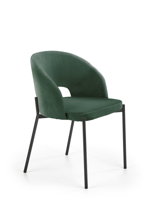 Halmar Scaun tapitat cu stofa si picioare metalice, Kai-455 Velvet Verde inchis / Negru, l51xA57xH77 cm