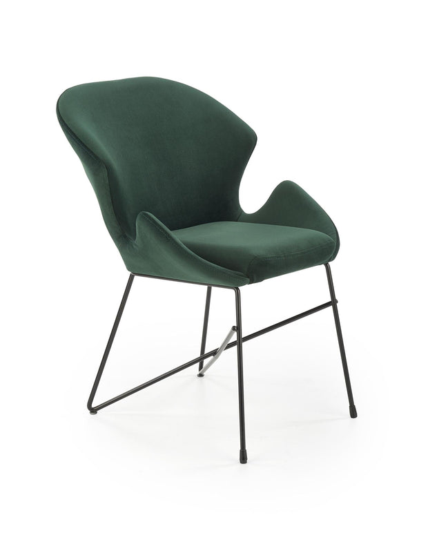 Halmar Scaun tapitat cu stofa si picioare metalice, Kai-458 Velvet Verde Inchis / Negru, l57xA62xH82 cm