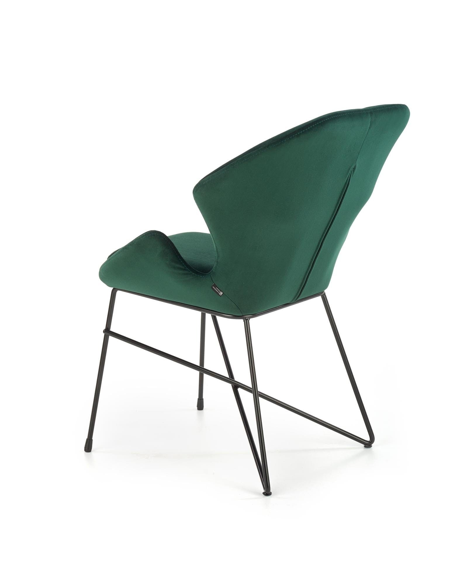 Halmar Scaun tapitat cu stofa si picioare metalice, Kai-458 Velvet Verde Inchis / Negru, l57xA62xH82 cm