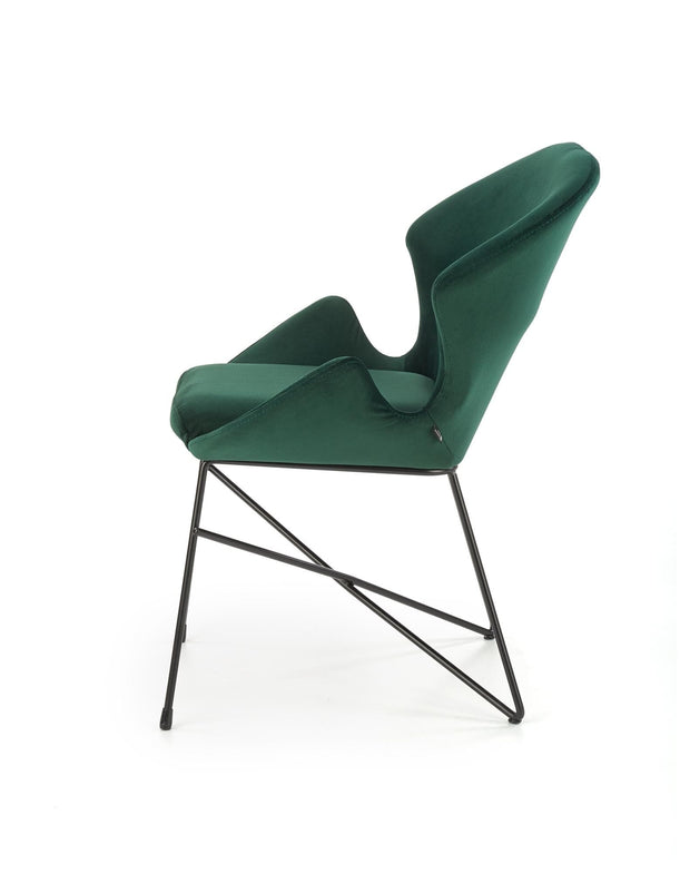 Halmar Scaun tapitat cu stofa si picioare metalice, Kai-458 Velvet Verde Inchis / Negru, l57xA62xH82 cm