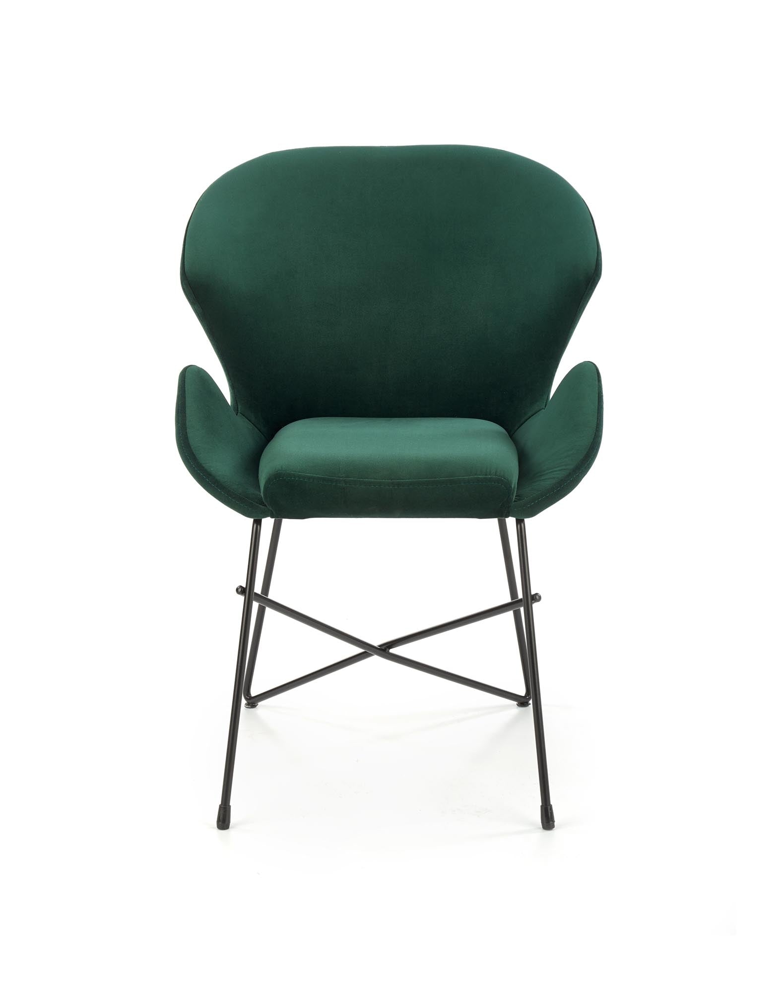 Scaun tapitat cu stofa si picioare metalice, Kai-458 Velvet Verde Inchis / Negru, l57xA62xH82 cm (4)