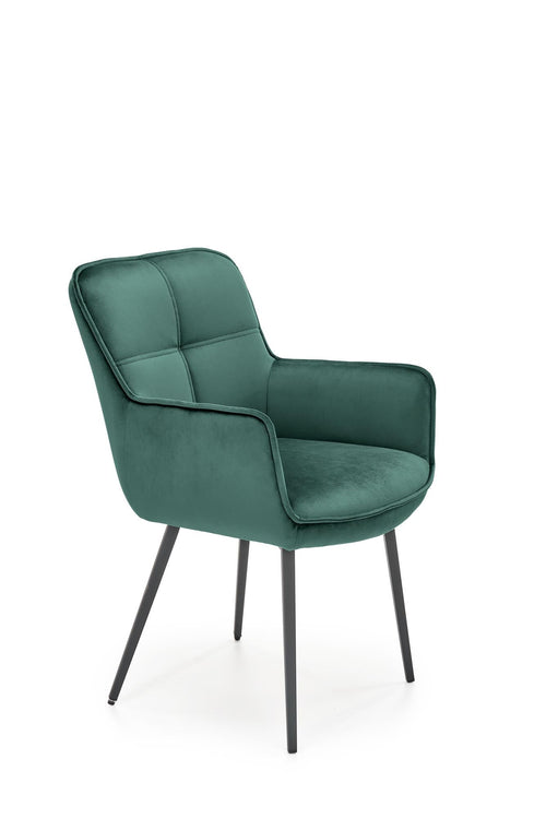 Halmar Scaun tapitat cu stofa si picioare metalice, Kai-463 Velvet Verde Inchis / Negru, l59xA64xH87 cm