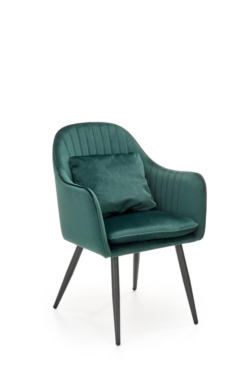 Halmar Scaun tapitat cu stofa si picioare metalice, Kai-464 Velvet Verde Inchis / Negru, l58xA59xH84 cm