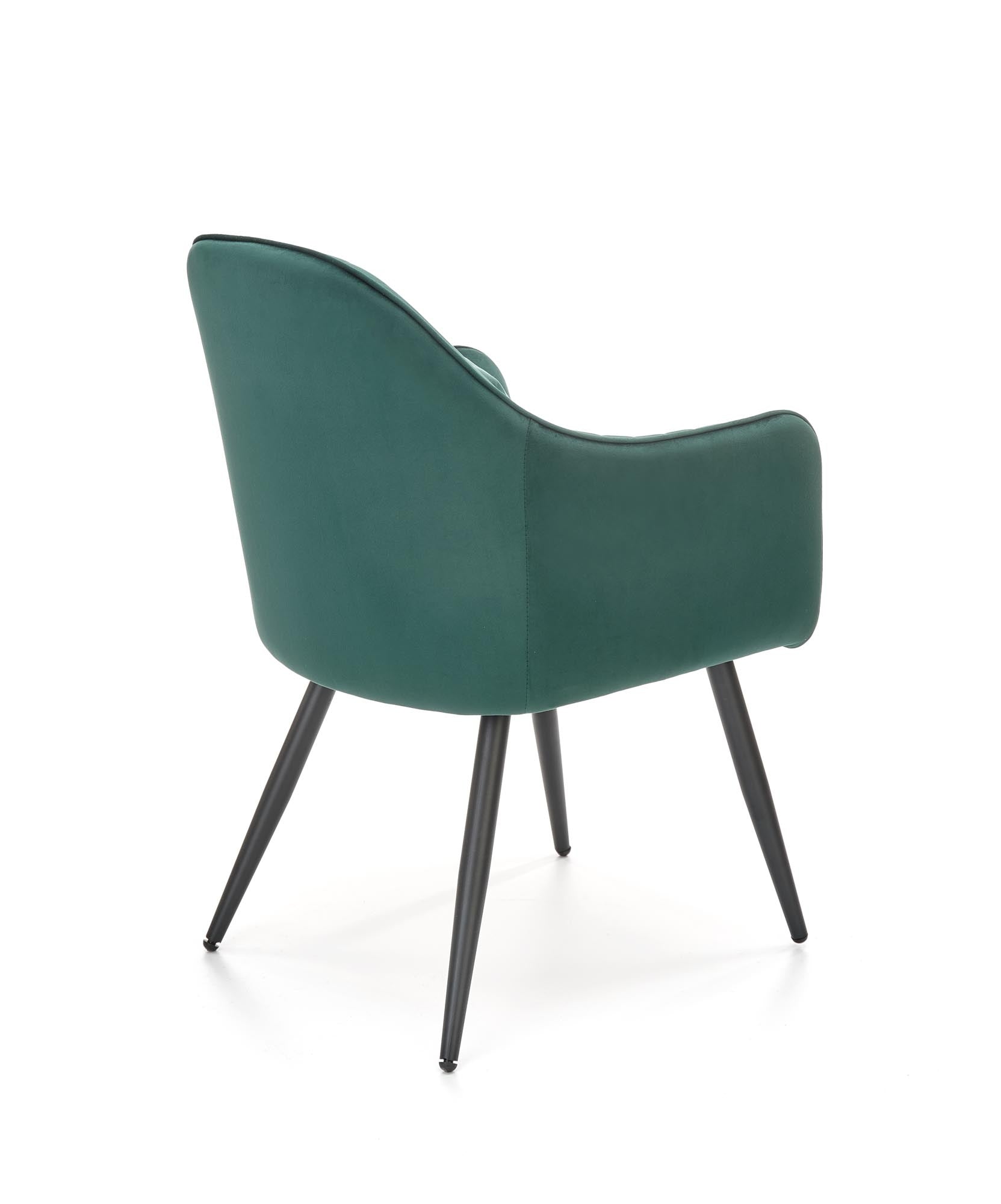 Scaun tapitat cu stofa si picioare metalice, Kai-464 Velvet Verde Inchis / Negru, l58xA59xH84 cm (3)