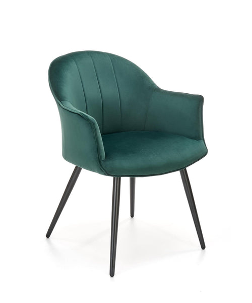 Halmar Scaun tapitat cu stofa si picioare metalice, Kai-468 Velvet Verde Inchis / Negru, l67xA62xH84 cm