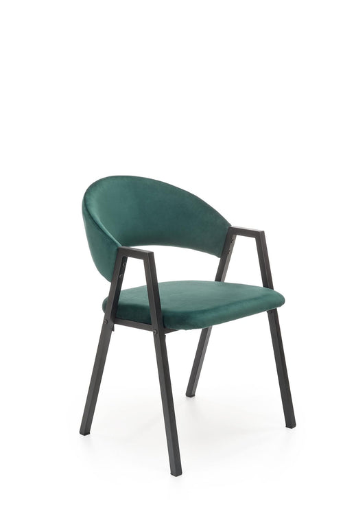 Halmar Scaun tapitat cu stofa si picioare metalice, Kai-473 Velvet Verde Inchis / Negru, l54xA58xH82 cm